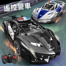 電動遙控警車玩具 漂移四通可開車門 usb充電遙控汽車 兒童玩具車 聖誕禮物, 25a [黑色]蘭博遙控警車,三電池, 1個