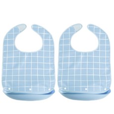 우아한클릭 방수 성인용 턱받이 벨크로형, 2개, 블루+블루