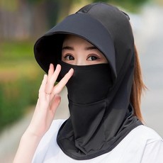面罩護頸防曬面罩護頸一體防紫外線遮陽戶外釣魚護頸防曬面罩遮臉, 【大帽檐】黑色, 1個