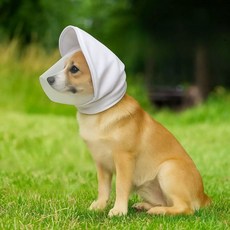 강아지 얼굴망 페이스커버 부드러운 메쉬원단 통기성 산책, 화이트