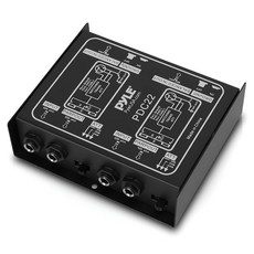 PYLE-PRO 프리미엄 직분사 오디오 박스 - 기타와 베이스를 연결하는 입력 감쇠기가 있는 패시브 DI 유닛 험 엘리미네이터 균형 잡힌 및 불균형한 XLR-PDC22에 연결되는, Dual Direct Box