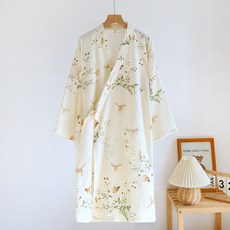 日式和服睡袍女純棉紗布睡裙長款開衫夏薄款浴袍睡衣家居服汗蒸服