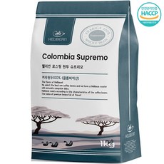 헬리빈 로스팅 원두커피 콜롬비아 슈프리모, 1개, 1kg, 홀빈(분쇄안함)