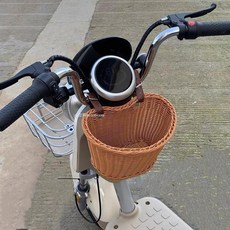 電動車/自行車 手工編織前置儲物筐, 1個, 複古棕大號 20*16*15, 複古棕