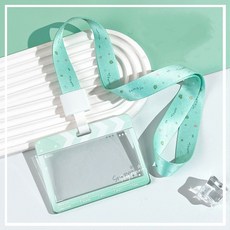 카드목걸이 사원증 케이스 교통카드 목걸이 카드홀더 가로형 출입증 케이스 명찰, 1개, 1) 슬레이트_민트