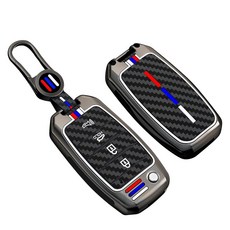 SANRILY 탄소 섬유 패턴 4 버튼 키 포브 커버 케이스 기아 쏘렌토 스포티지 리오 소울 포르테 옵티마 카렌스 피카토 키리스 야광 플립 키 쉘 글로우 키체인 블랙