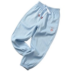 【i揪團】B76(現貨)中大童透氣冰絲牛仔束口褲 天絲防蚊褲 男女童休閒寬鬆長褲