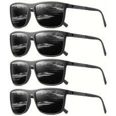 남성용 편광 선글라스 클래식 경량 운전 낚시 골프 선글라스 자외선 차단 고글 4피스-블랙+레드+블루+lce 블루-a, 4피스-블랙