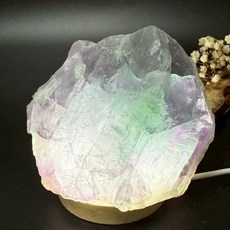 мσσи_нασ 銀138 螢石 帶彩虹光 七彩 方塊體 糖霜感 山形 綠螢石 紫螢石(送底座), 1個