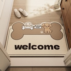 현관 발매트 순수코일 현관 매트 발판 업소 용 현관 매트 주방발 매트, 베이지 도그, 1개