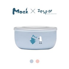 Moek X Jesper 抗菌可微波不鏽鋼點心碗, 藍, 1個