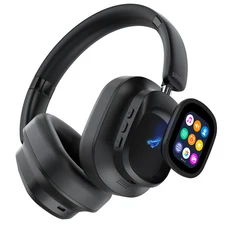 Siindoo JH-ANC930Plus 능동형 소음 차단 헤드폰 다중 자기 터치 제어 LED 스크린을 갖춘 하이브리드 무선, 01 빠른, 01 Black