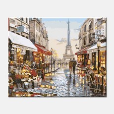 모모픽스페인팅 DIY명화그리기 40x50cm, J32 비오는 파리 에펠탑, 1개