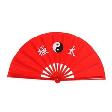 竹骨正宗太極扇 武術舞蹈響扇 學生成人跳舞扇 功夫扇, 1個, 1尺竹骨單麵紅陰陽太極