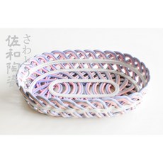 佐和陶瓷 三彩手編陶瓷籃 日本製, 1個