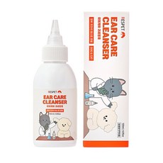 【韓國原裝RESPET】 寵物護耳潔耳液 洗耳液120ml 貓狗通用 美國EWG綠色成份 國際認證絲柏水 天然萃取物, 1個, 120ml/4.05oz