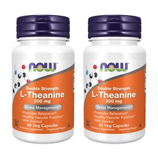 NOW Foods L-茶氨酸素食膠囊 200mg, 60顆, 2罐
