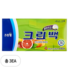 크린랩 크린백 25cm x 35cm, 중(M), 400개입, 3개