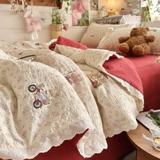 리본 아일렛레이스 엣지 로맨틱가든 요루거즈 여름 누빔이불/