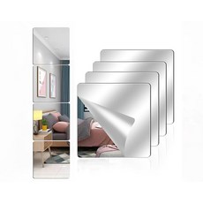 VPICKEVYS 아크릴 벽 거울 전체 길이 20.3 x 20.3cm(8 x 8인치) 자체 접착 프레임리스 소형 거울 타일 침실 홈 체육관 문용 유연한 플라스틱 거울 시트