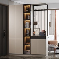 輕奢實木玄關櫃鞋櫃一體式入戶門廳櫃玻璃隔斷屏風收納儲物櫃, 150尺寸 加魚缸裸缸,組裝