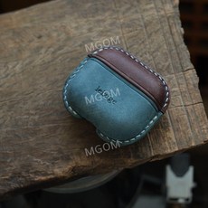에어팟4 가죽 케이스 이어폰 보호 커버 레트로 Airpods 4세대 호환 휴대용 각인, 브라운+틸블루, 1개
