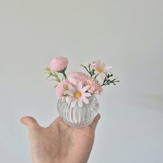 미니화병 5컬러 납골당꽃 조화 미니어쳐꽃 인테리어소품 납골당꾸미기, 핑크, 1개