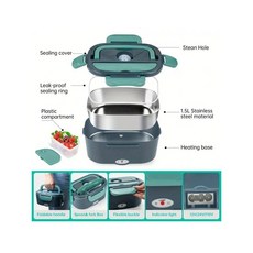 12V 24V 듀얼 전압 차량용 도시락 2L 스테인리스 스틸 음식 용기 조절 가능한 온도, EU, gr n