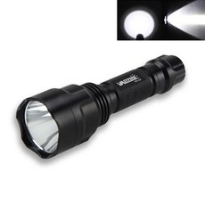몬리 C8 LED 손전등 화이트/그린/레드 사냥 소 랜턴 압력 스위치 레일 스코프 마운트 18650 USB 충전기, White No battery, 검정색