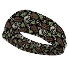 骷髏頭印花扭轉髮箍 運動束髮帶 可愛時尚復古髮帶, 05, 1個