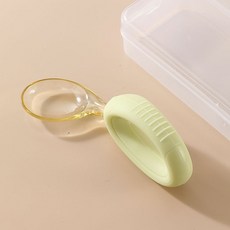 學習湯匙寶寶餐具套裝，嬰幼兒輔食訓練叉勺，食品級矽膠安全餐具，1歲寶寶自主進食學習餐具, ppsu奶瓶材質-淺荷綠-送收納盒, 1個