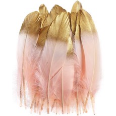 50PCS 골드 딥 구스 깃털 - DIY 공예 홈 파티 웨딩 페스티벌 장식용 컬러풀 실버 6-8인치 길이 & 핑크
