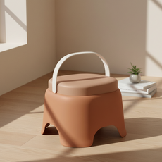 이동식 스텝스툴 중형 발받침대 발디딤 간이의자, 베인 핸들링 스툴, (중-오렌지)