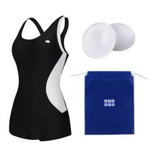 버드버드 여성용 배색 레이서 실내 원피스 수영복 3종세트