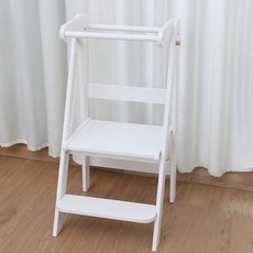 접이식 러닝타워 발판 풋스툴 기본형 사다리 키친헬퍼 보드 계단 헬퍼 디딤대 싱크대 3단, 화이트 색상, 화이트
