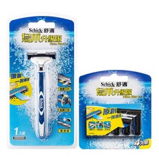 Schick 舒適牌 升級刮鬍刀 刀片替換組, 1個, 刮鬍刀(1入)+鬍刀片 ( 4入裝)