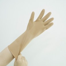 백화상점 천연 라텍스 고무장갑 5개입, 베이지, 대(L)