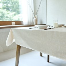 캐프마켓 패턴 방수 테이블보 식탁보, 1개, 6인(140 x 220 cm), 베이지