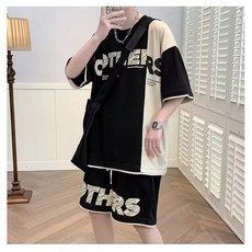 男夏季運動套裝：潮牌短袖T恤籃球衣休閒短褲兩件套，韓版潮流男裝精品