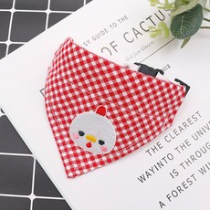 DZER 애완동물용 귀여운 체크 무늬 스카프 작은 동물 자수 목걸이 전연령용, S, 레드