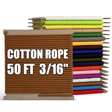 PerkHomy 면 로프 5mm(3/16인치) 30.5m(100피트) 다목적 유틸리티 다이아몬드 브레이드 코드 의류 라인 캠핑 공예 깃발 기둥용 천연 면 라이트 옐로우, 3/16" x 50', 브라운