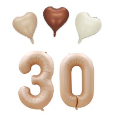 [해피쏘굿] 40인치 대형 베이지숫자(10~90)+하트풍선세트, 30