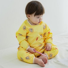 원라인 아기 유아 전신 미술가운, 라운드, 하트곰