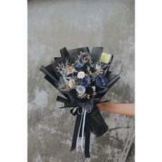 DAY OFF 七夕情人節永生花束 乾燥花禮盒 灰藍/粉嫩色系 生日告白禮物, 質感黑藍