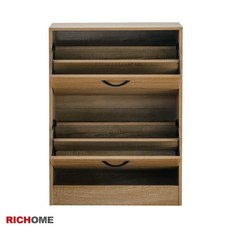 RICHOME 雙層翻斗鞋櫃, 原木色