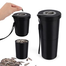 Penitue 휴대용 해바라기 씨앗 침 컵 쉘 보관 및 씨앗 정리함 재사용 가능한 너트 스낵 서빙 컵 여성 남성 선물 피스타치오 스낵 병 및 용기 자동차 경기장 여행용 (블랙)