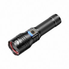 微笑鯊 SD7009 變焦白激光手電筒，防水強光充電伸縮手電筒，露營登山釣魚戶外照明必備, 1個, SD7009 附1電, 黑色