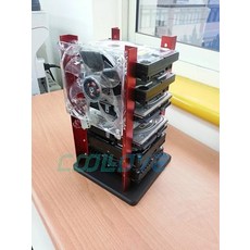 AL-TRON HDD TOWER 硬碟塔 可裝3.5吋硬碟 x6 可裝12CM風扇, 紅色
