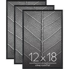 액자 고급 상장 메뉴판 세련된 전면 커버가 있는 아메리칸 플랫 24x36 포스터 프레임 3종 세트 조립 가능한 몰딩이 슬라이드 인 사진 퓨전 컬렉션 벽 디스플레이용 블랙, 12X18
