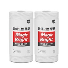 매직브라이트 100매 빨아쓰는 일회용 위생 행주 주방 티슈, 2개, 100개입